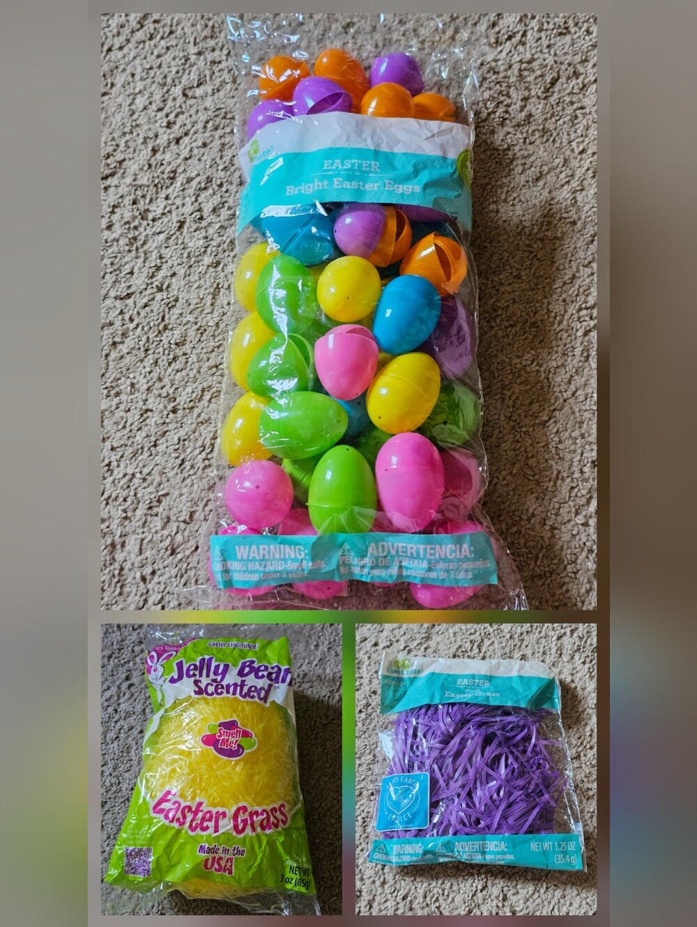 New! Easter Eggs & Grass Bundle - 48 pc Eggs + Purple Grass & Jelly Bean Scent